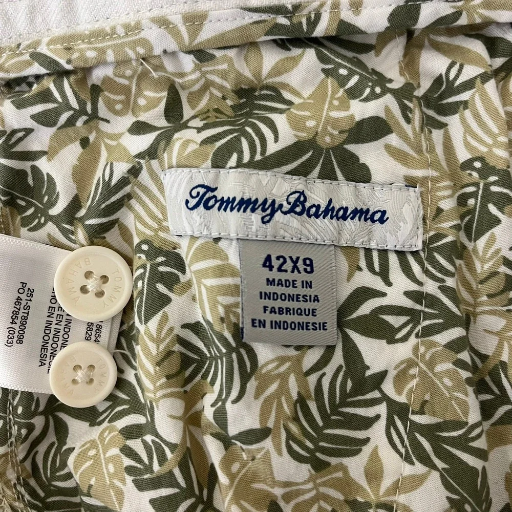 Tommy‎ Bahama Mens 42x9 Linen Blend Herringbone Shorts Off White ST890098